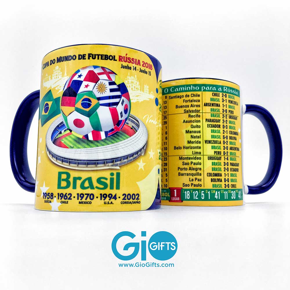Brasil, Futebol "The Road To Russia 2018" Souvenir Mug - gio-gifts