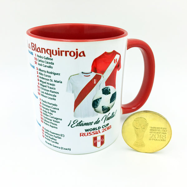 Peru 2018 World Cup Mug with Gold Coin - gio-gifts